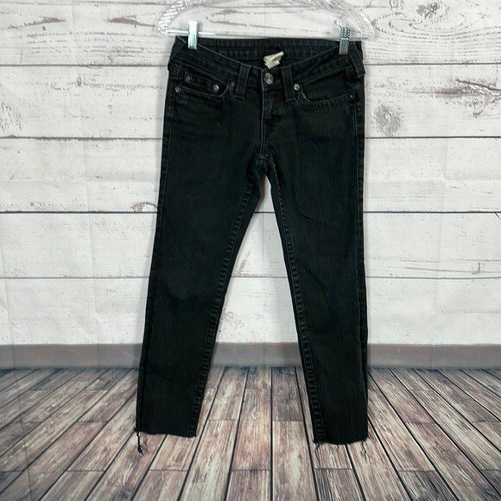 True Religon Jeans Womens 27 Black Skinny Stretch Minimalist‎ Casual Low Rise